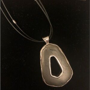 Silpada Designs Double Sided Onyx and Pyrite pendant on Leather Necklace